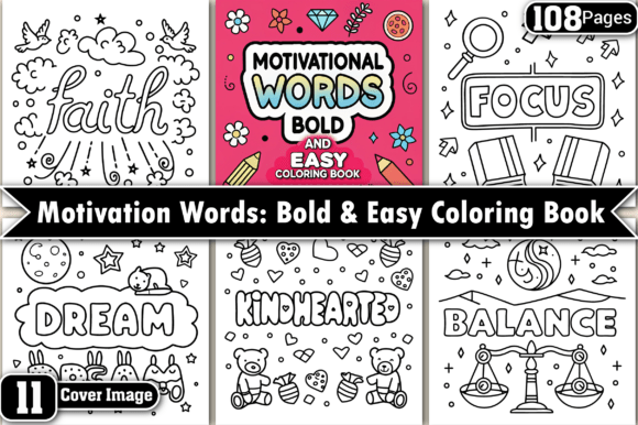 108 Motivational Word Coloring Pages: Graphics & Coloring Pages