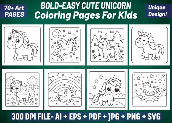 70 Bold Easy Cute Unicorn Coloring Pages Graphics