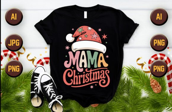 Christmas Mama Oversized T-Shirt Design: A Graphic Asset for Seasonal Branding