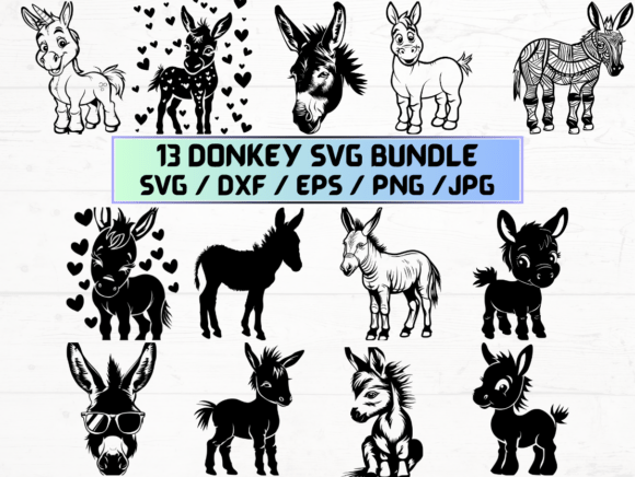 Donkey Graphics for Crafts and Creative Projects