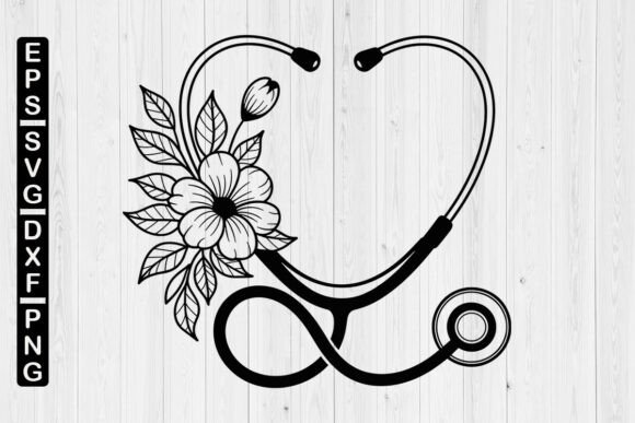 Floral Stethoscope Svg For Crafts And Graphics