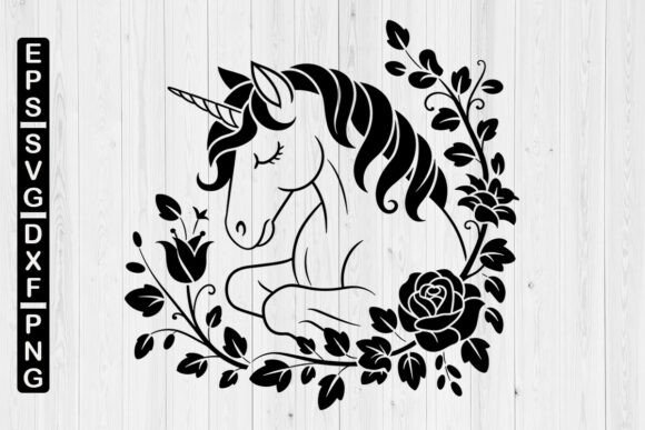 Floral Unicorn Graphics for Crafts