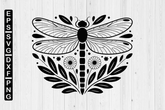 Flower Dragonfly Svg for Crafts and Graphics