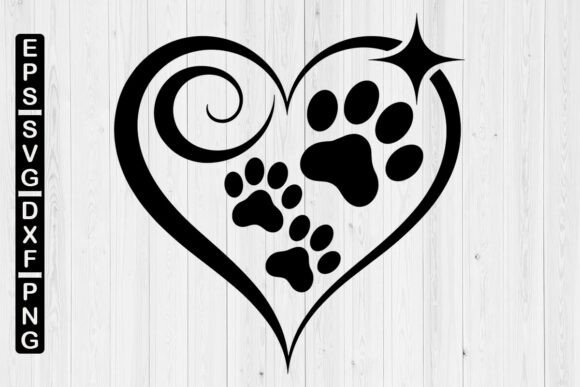 Paw Print with Heart Svg
