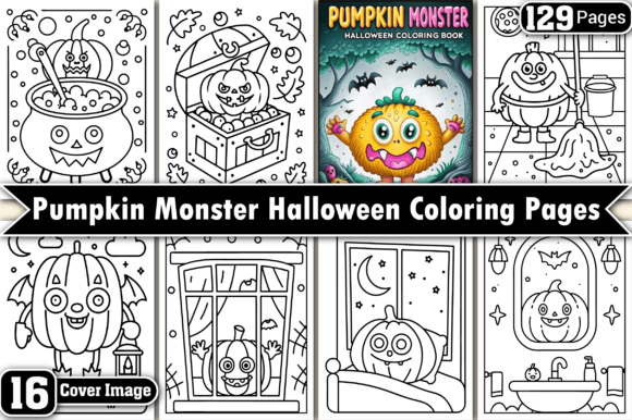 Pumpkin Monster Halloween Coloring Pages