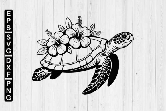 Sea Turtle With Flowers Graphic for Bloggers and Designers