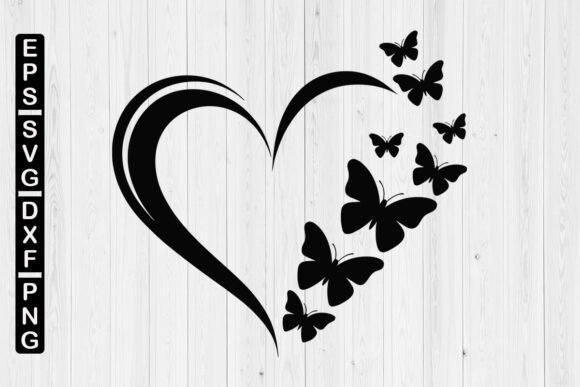 Sparkly Heart Butterfly Graphic for Crafts and Web Design