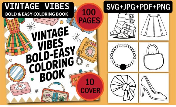 Vintage Vibes Coloring Book Graphics